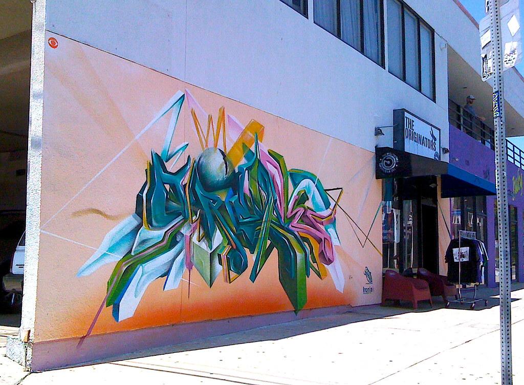 Graffiti-style street art mural in Mural Alley
