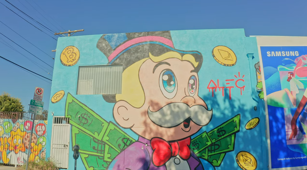 Alec Monopoly mural at 683 N Kilkea Drive
